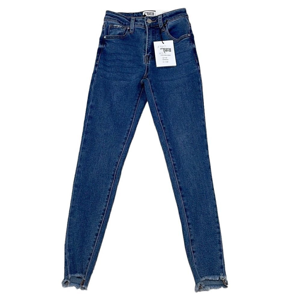 Insane Gene Jeans NWT Hi-Rise Ankle Skinny Medium Wash Blue Denim Size 1 24